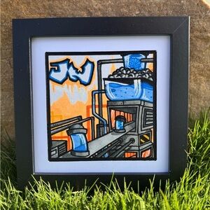 Original Art by Independent Artist Industrial and Graffiti Style Framed Canvas